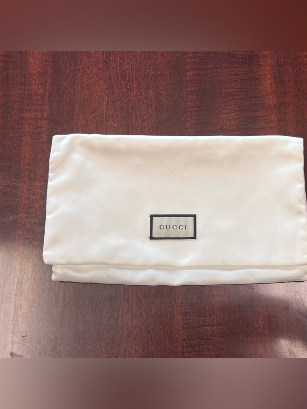 Gucci Satin Dust Bag in White with Logo Patch